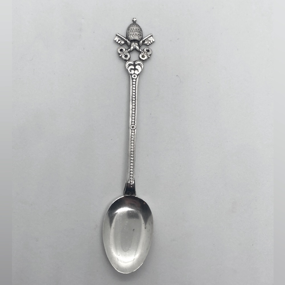 Vtg 800 Silver Russian Egg Design Mini Souvenir Spoon Sugar Spoon / 4”